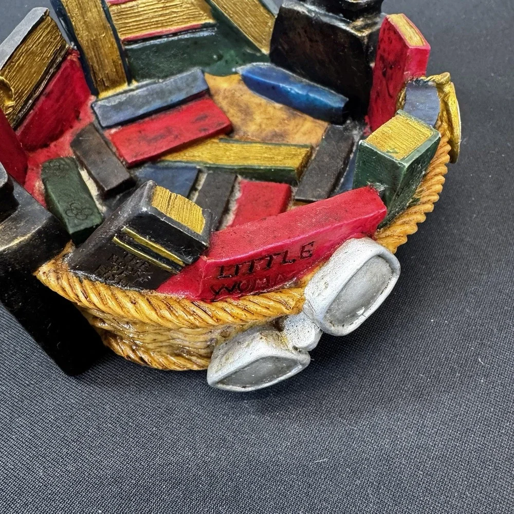 BASKETVILLE Book Lover Basket Trinket Dish Feather Design‎ Handle